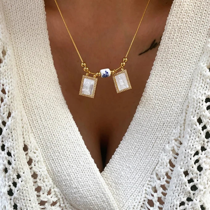 Colar medalhas madrepérola