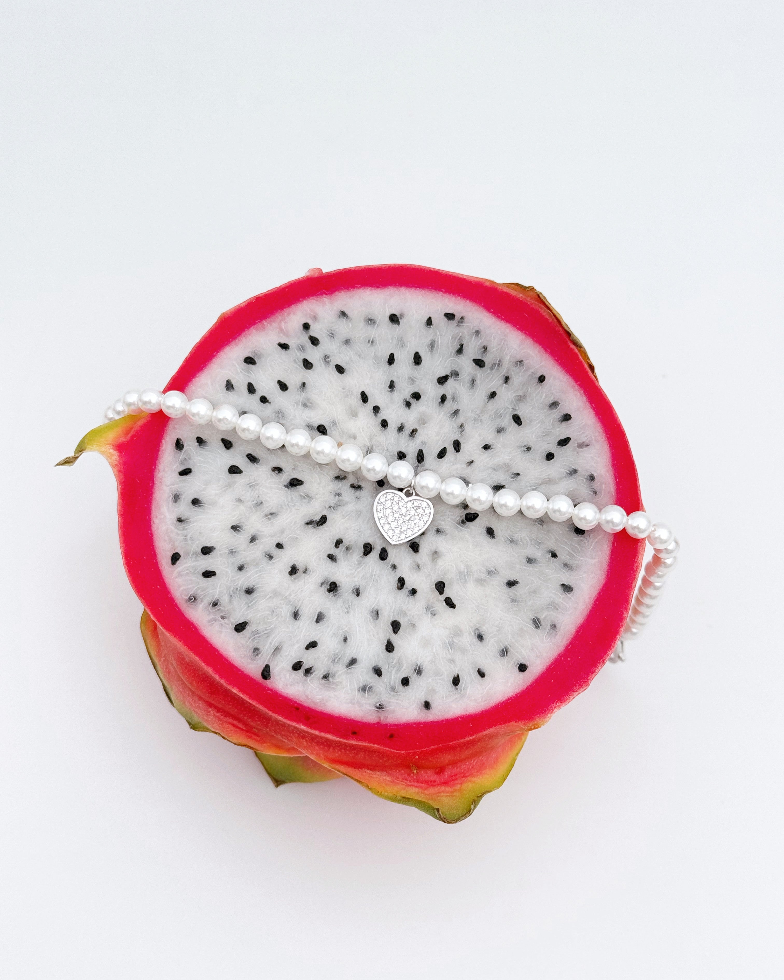 Pulseira pérolas c/ coração