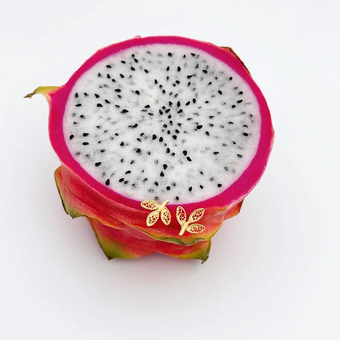 Brincos folhinhas filigrana