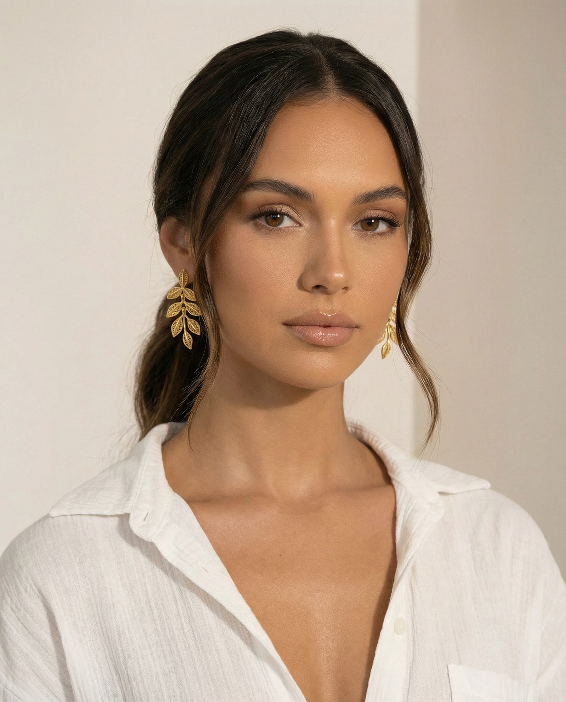 Brincos folhinhas filigrana