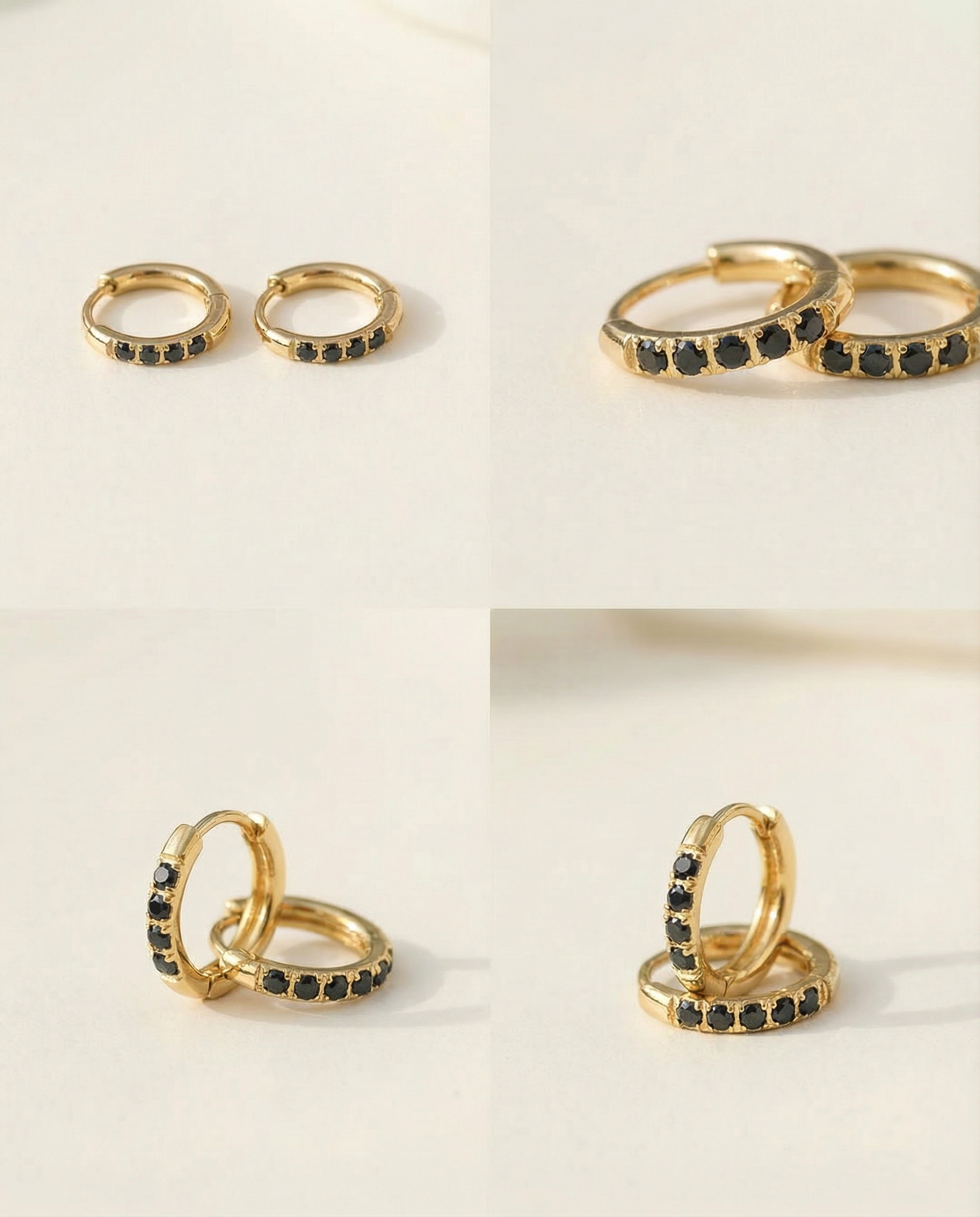 Mini argola zircónias pretas