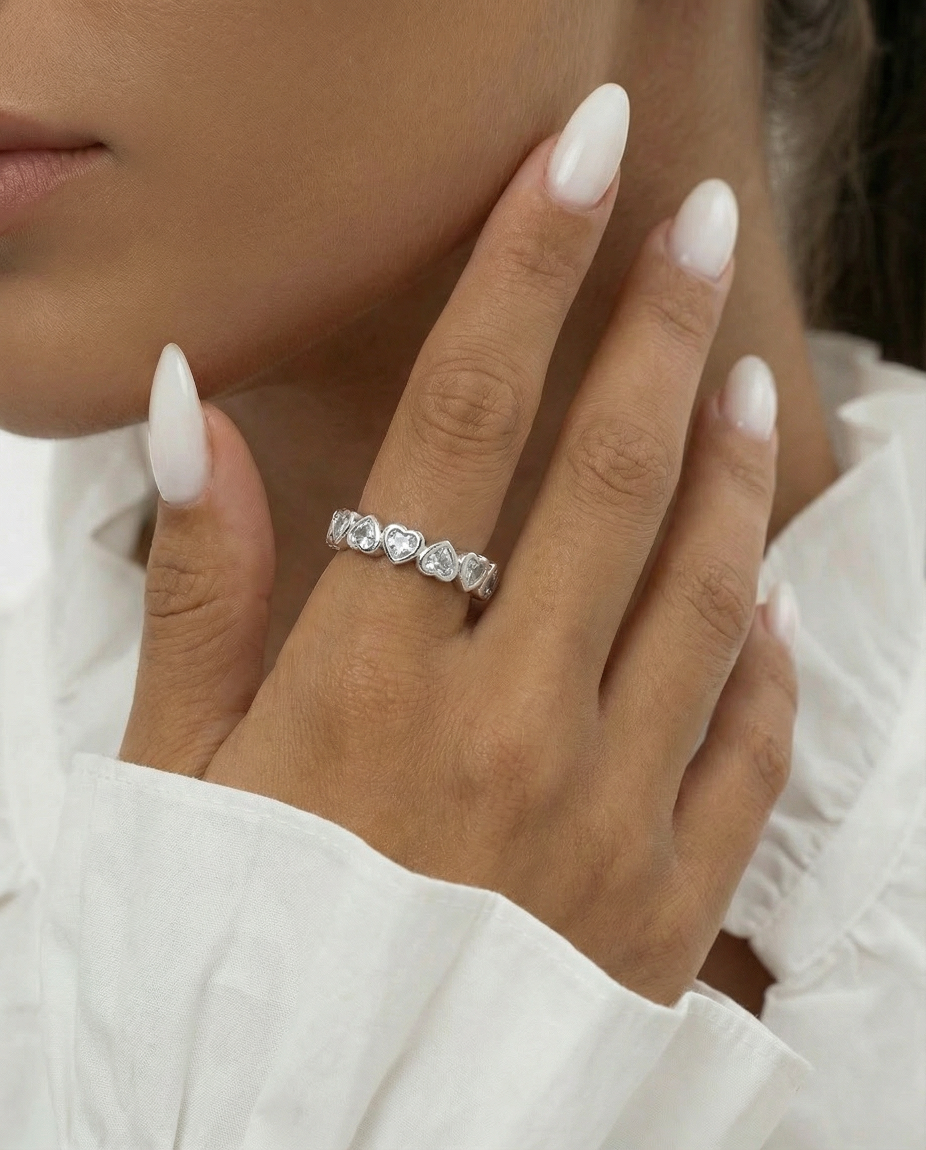 Aliança corações zircónia