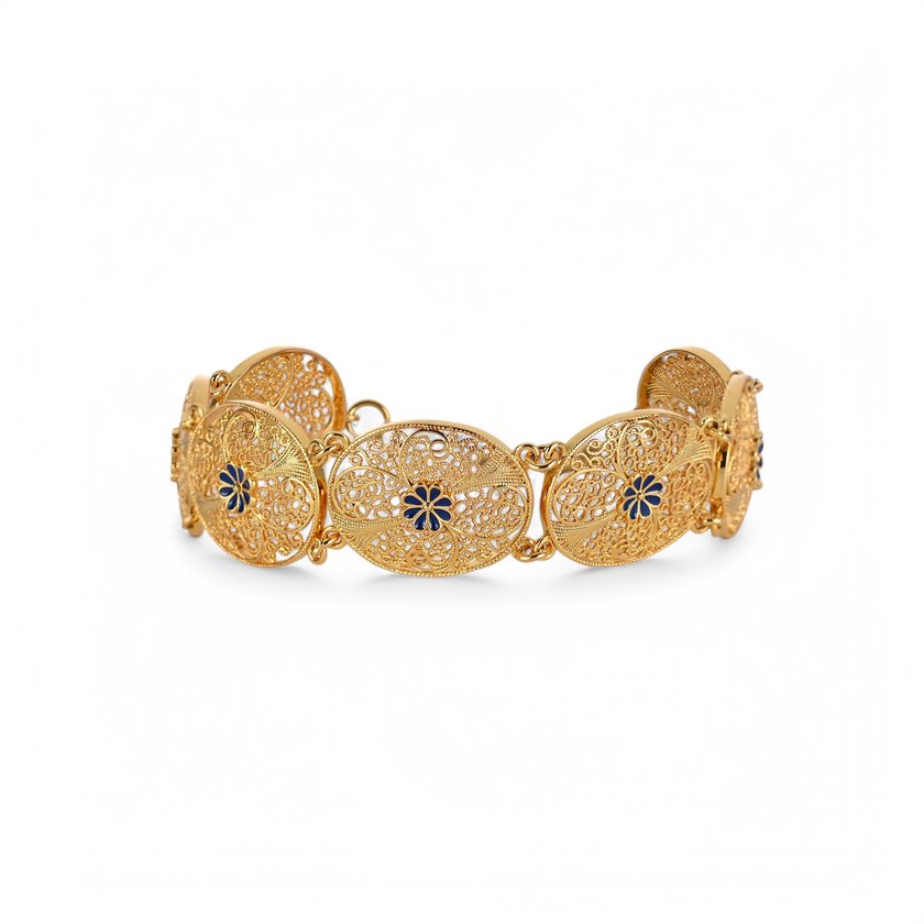 Pulseira com Flor Azul