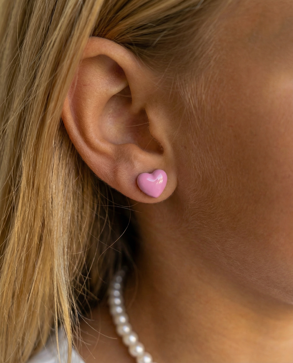 Pink heart earrings