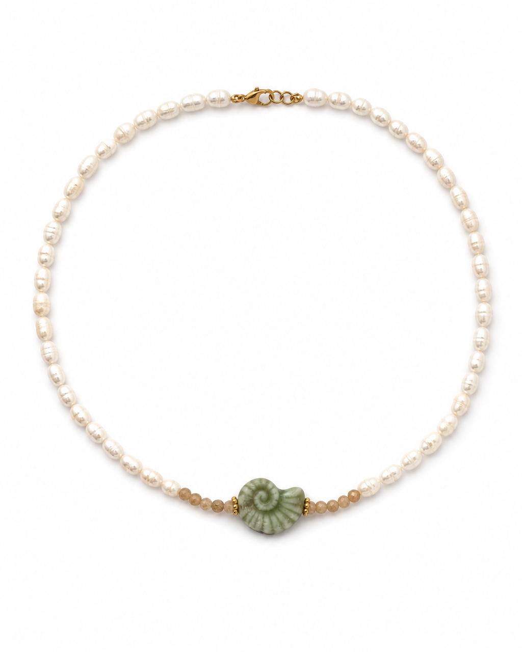 Colar pérolas e amazonite
