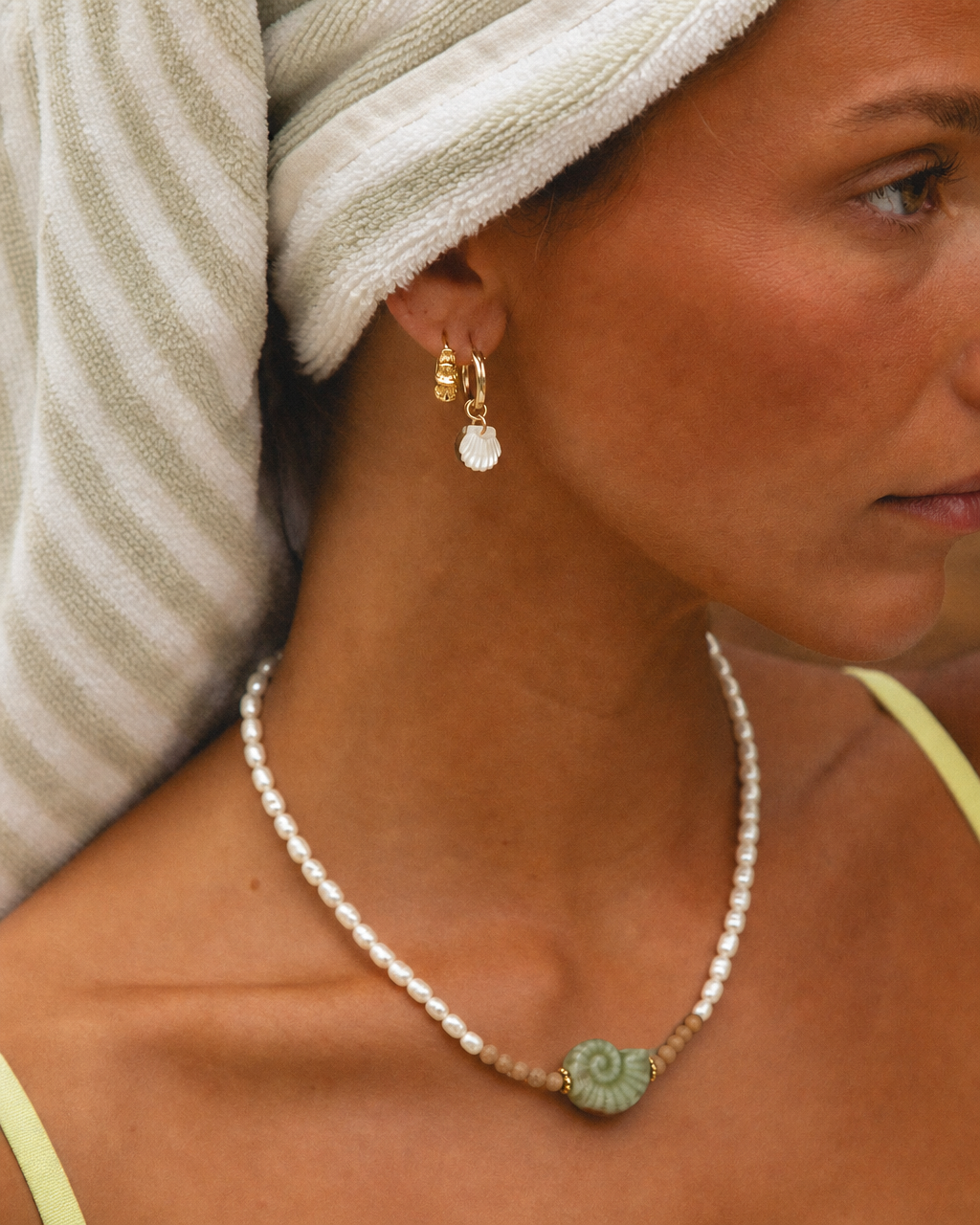 Colar pérolas e amazonite