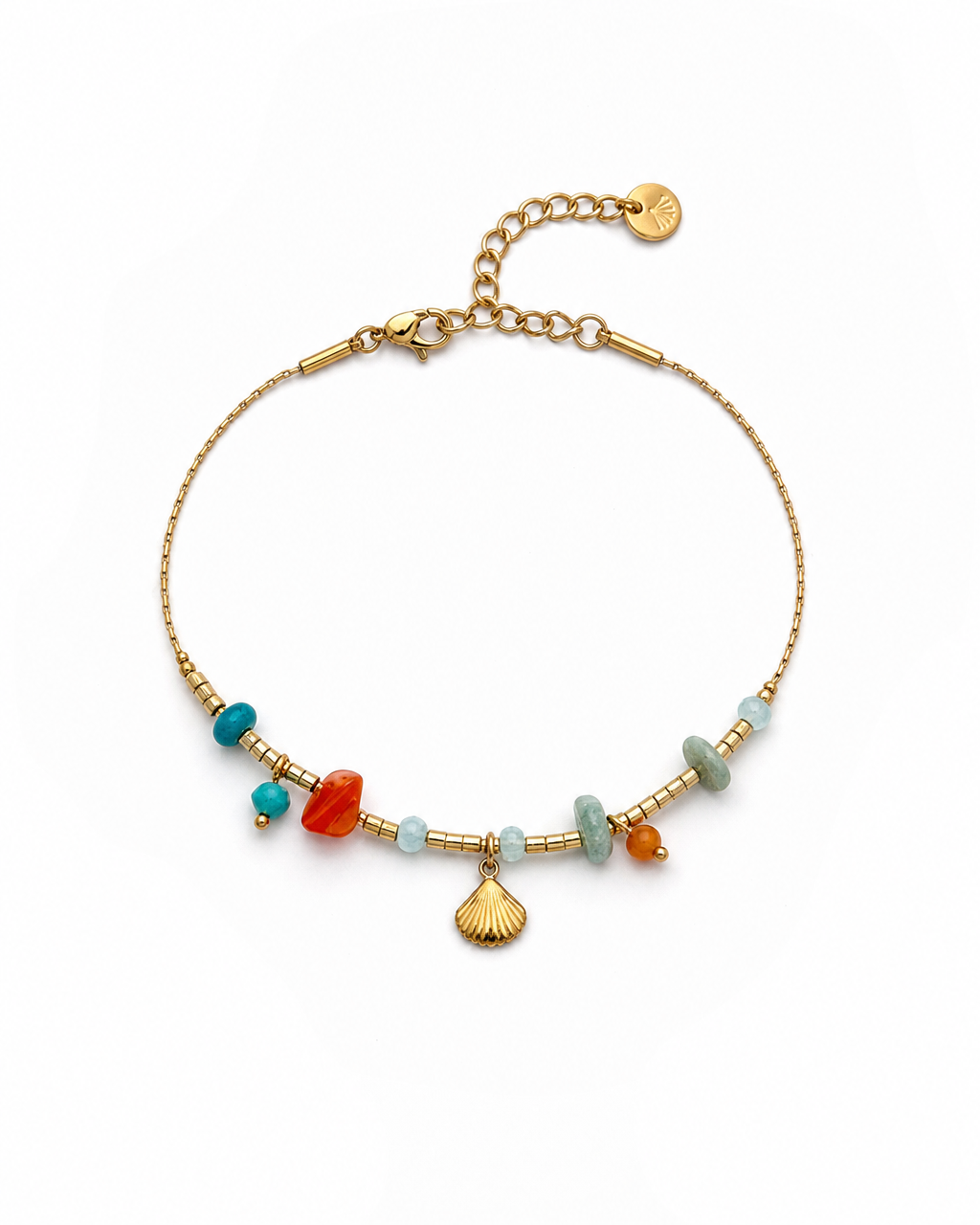 Pulseira pedrinhas c/ concha