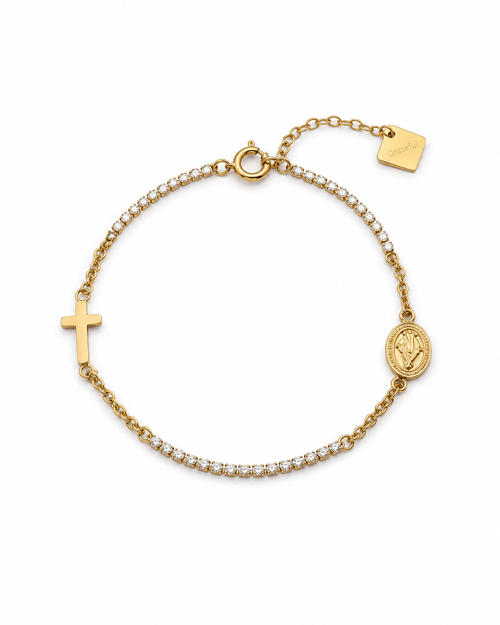 Pulseira medalha milagrosa + cruz