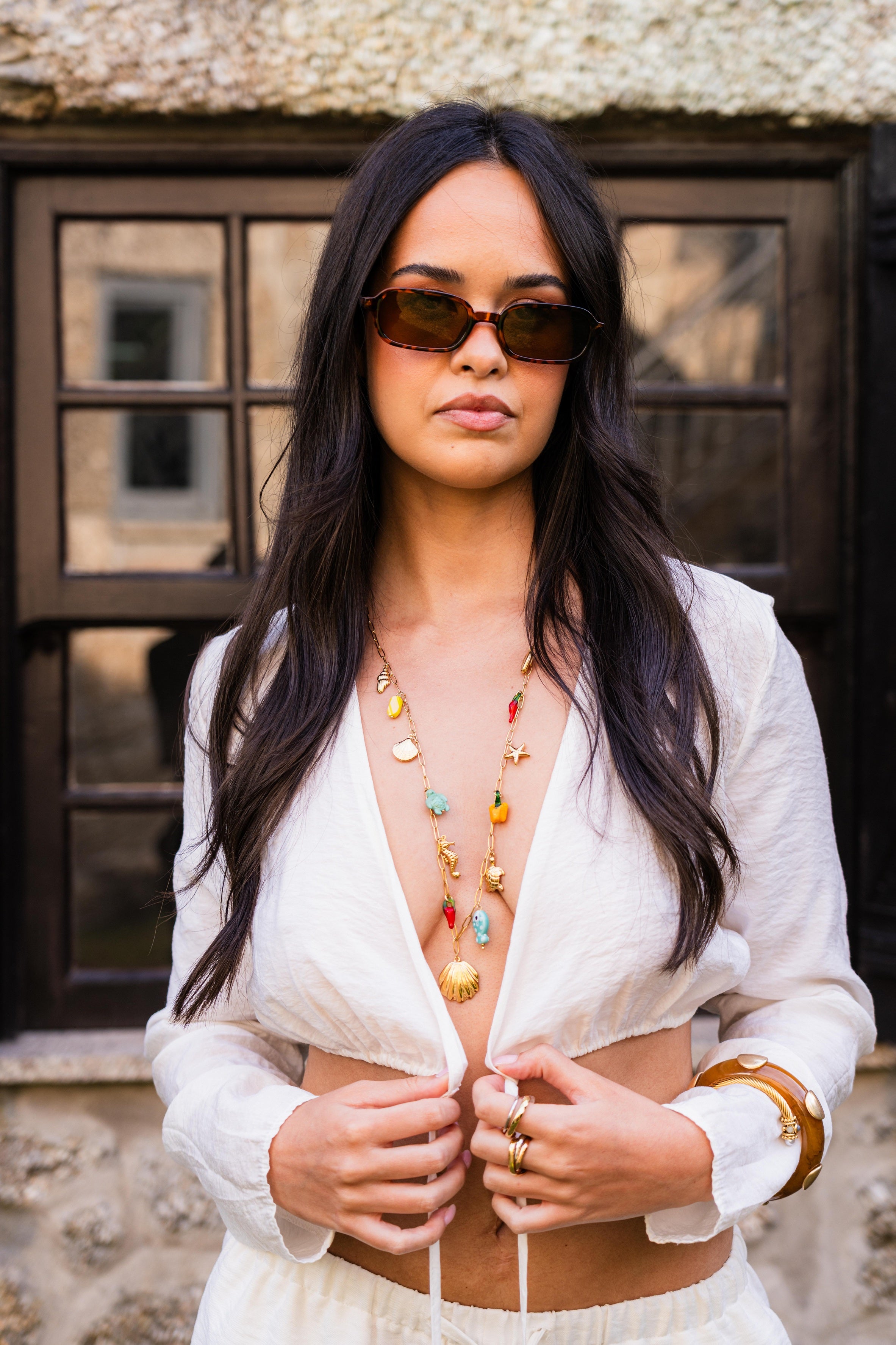 Colar comprido c/ pendentes