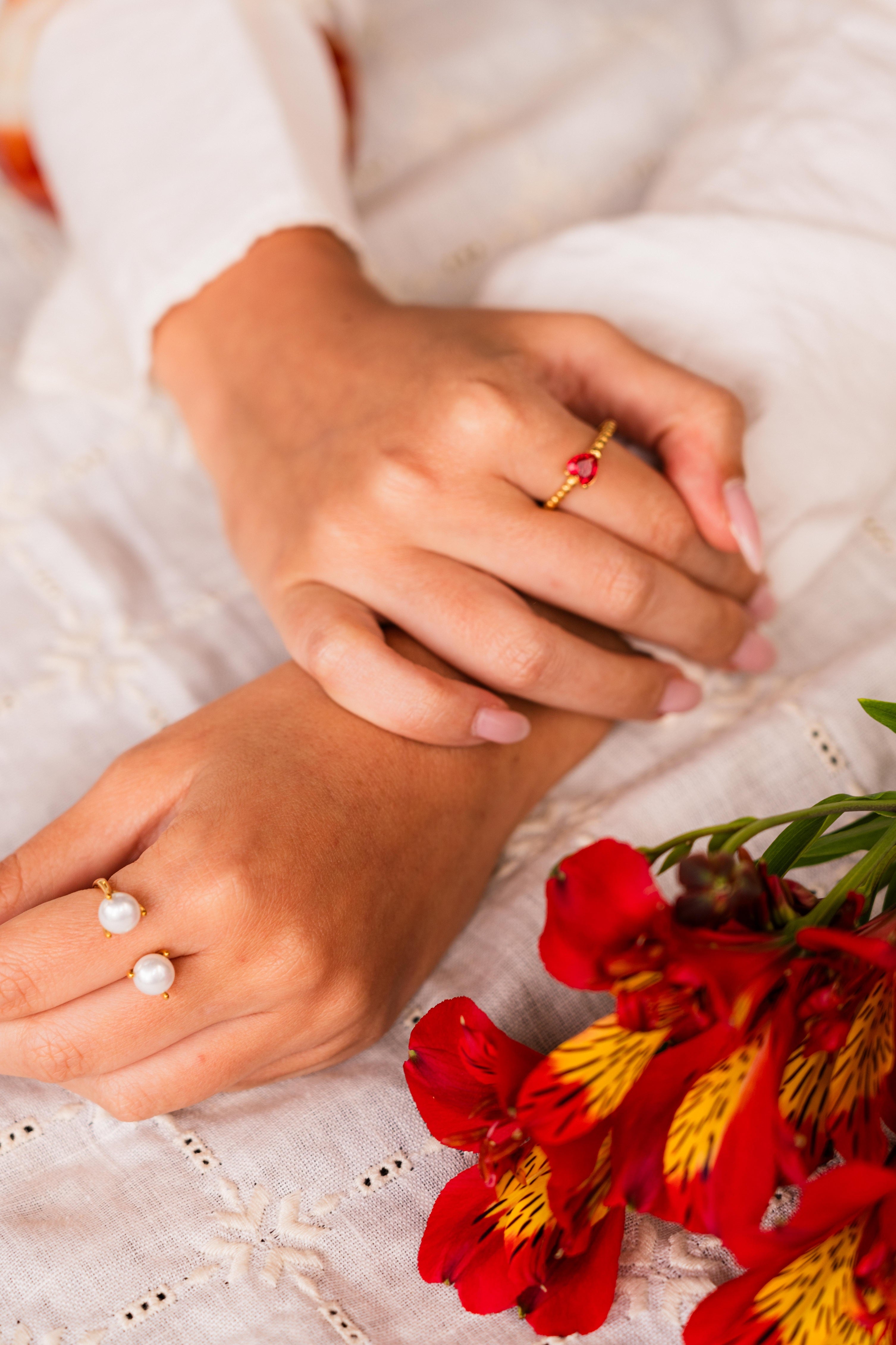 Anel aberto com Pérolas