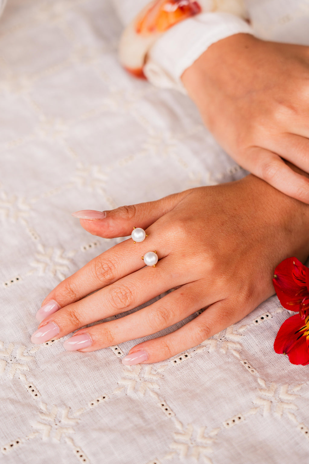 Anel aberto com Pérolas