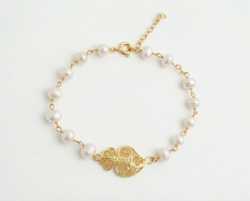 Pulseira pérolas Coração de Viana