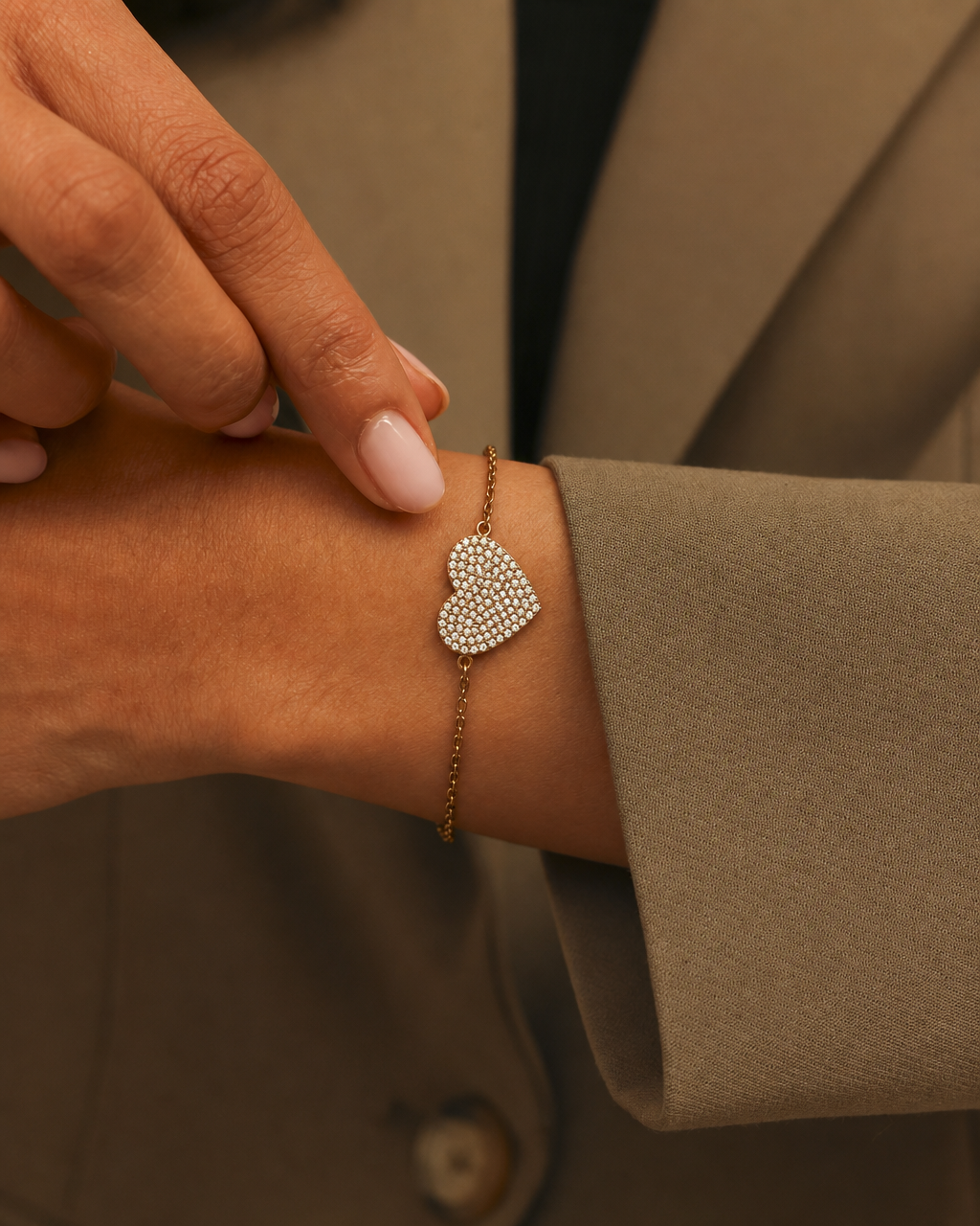 Pulseira coração zircónias