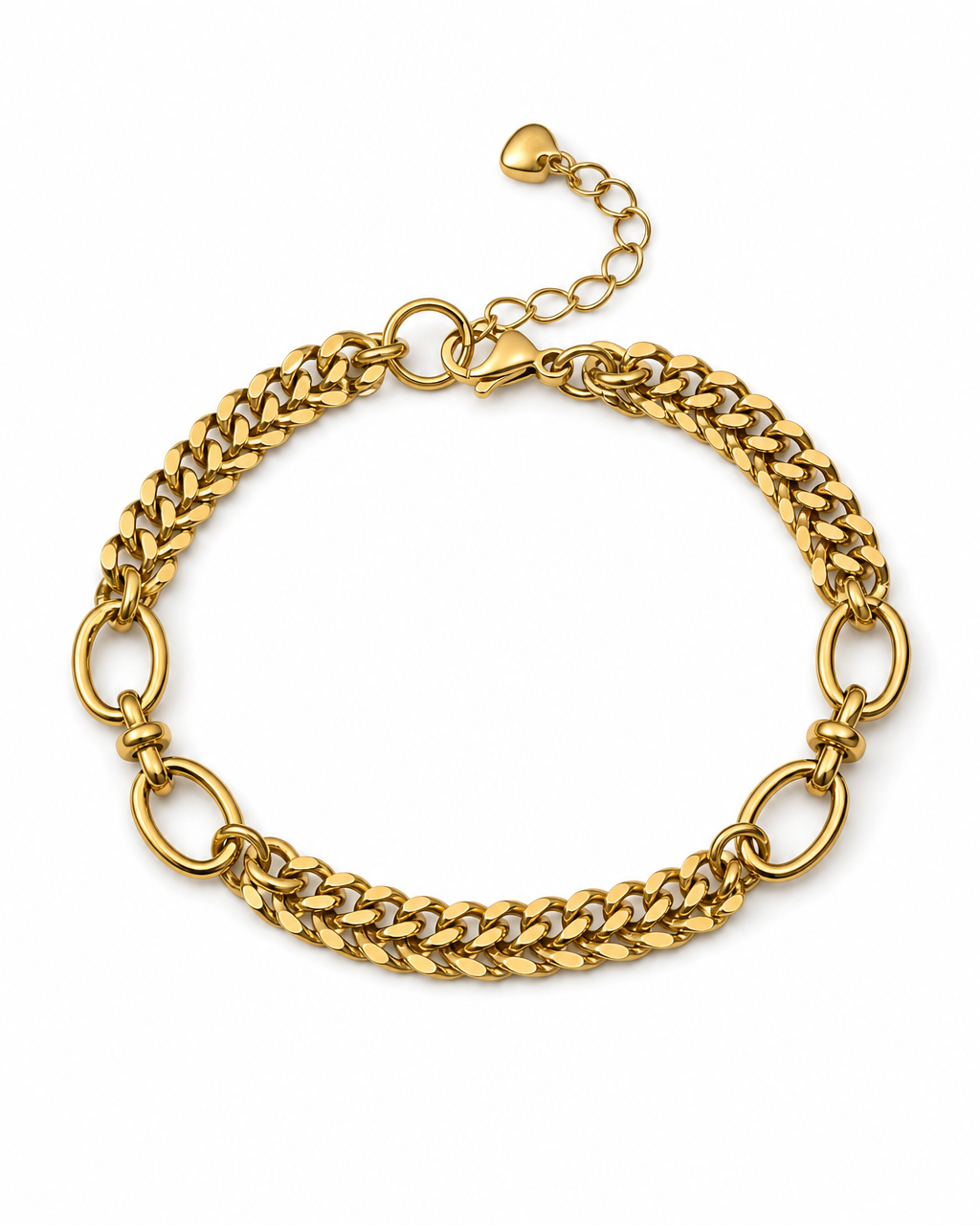 Pulseira dupla corrente c/ círculos
