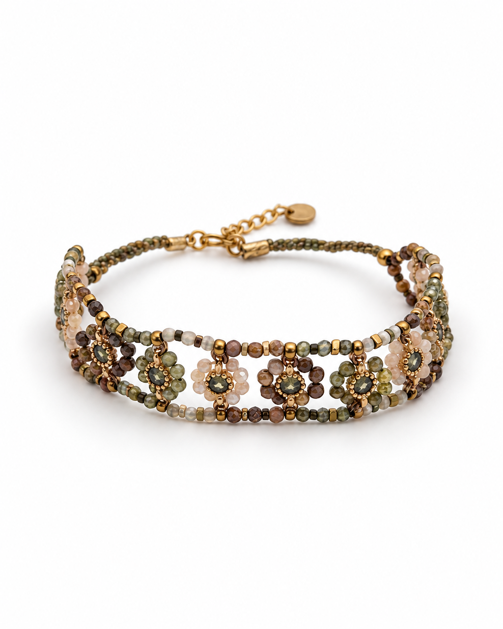 Pulseira flores em missangas