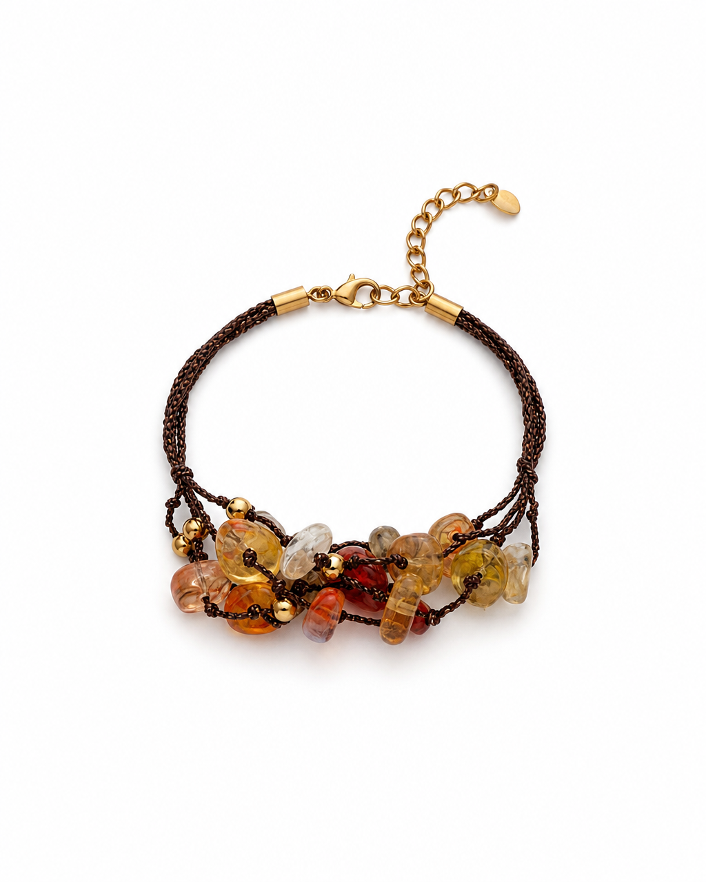 Pulseira fio castanho c/ pedras