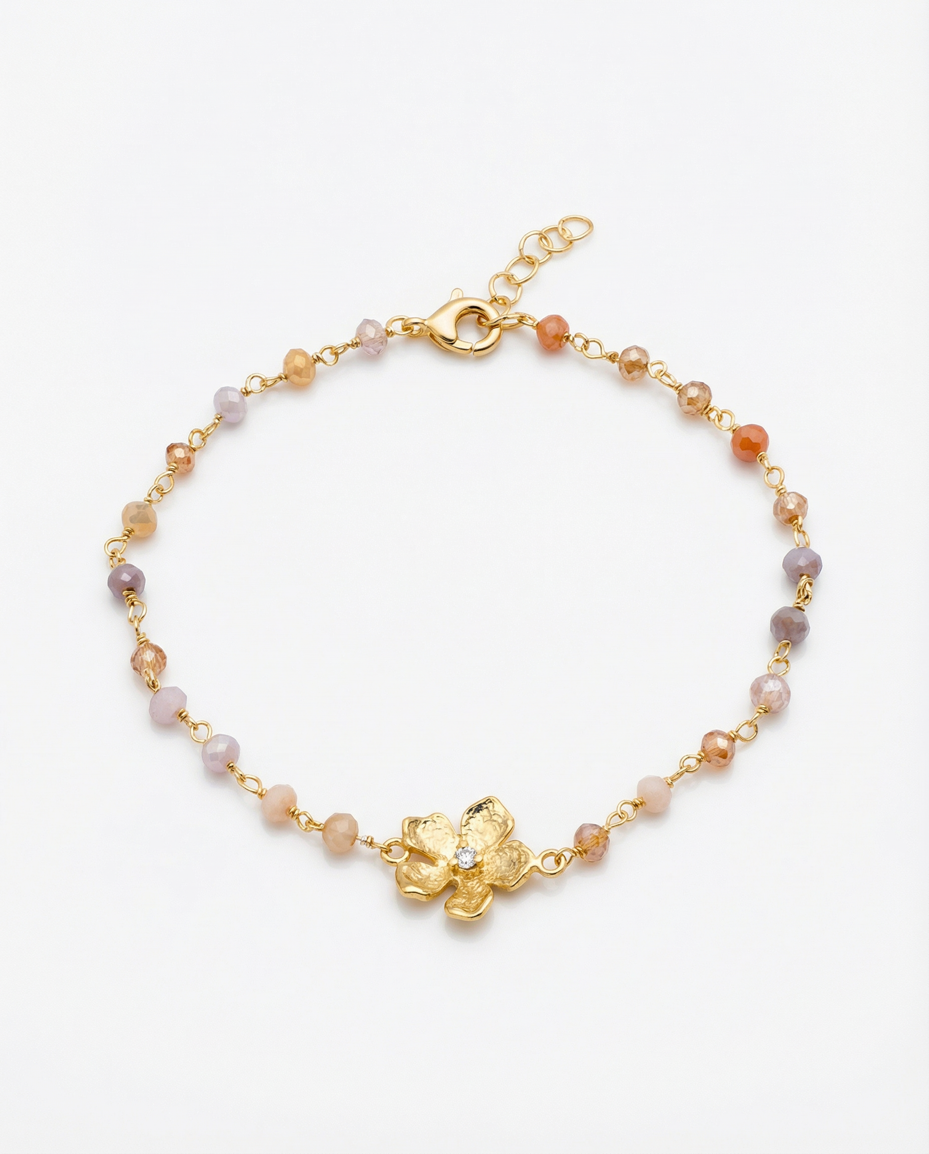 Pulseira pedras c/ flor