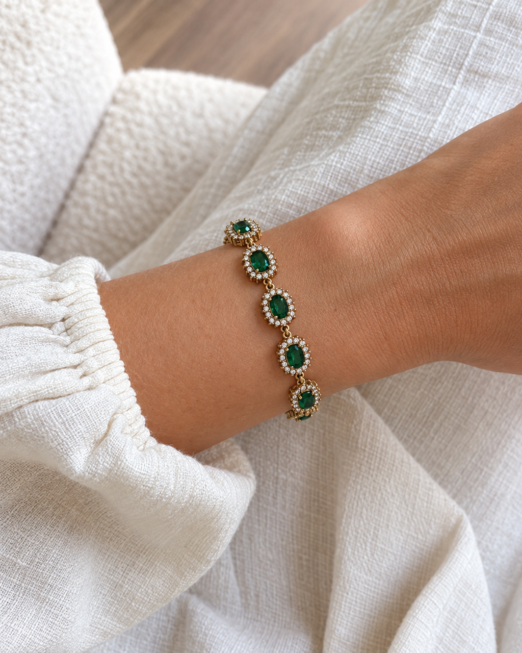 Pulseira zircónias verdes