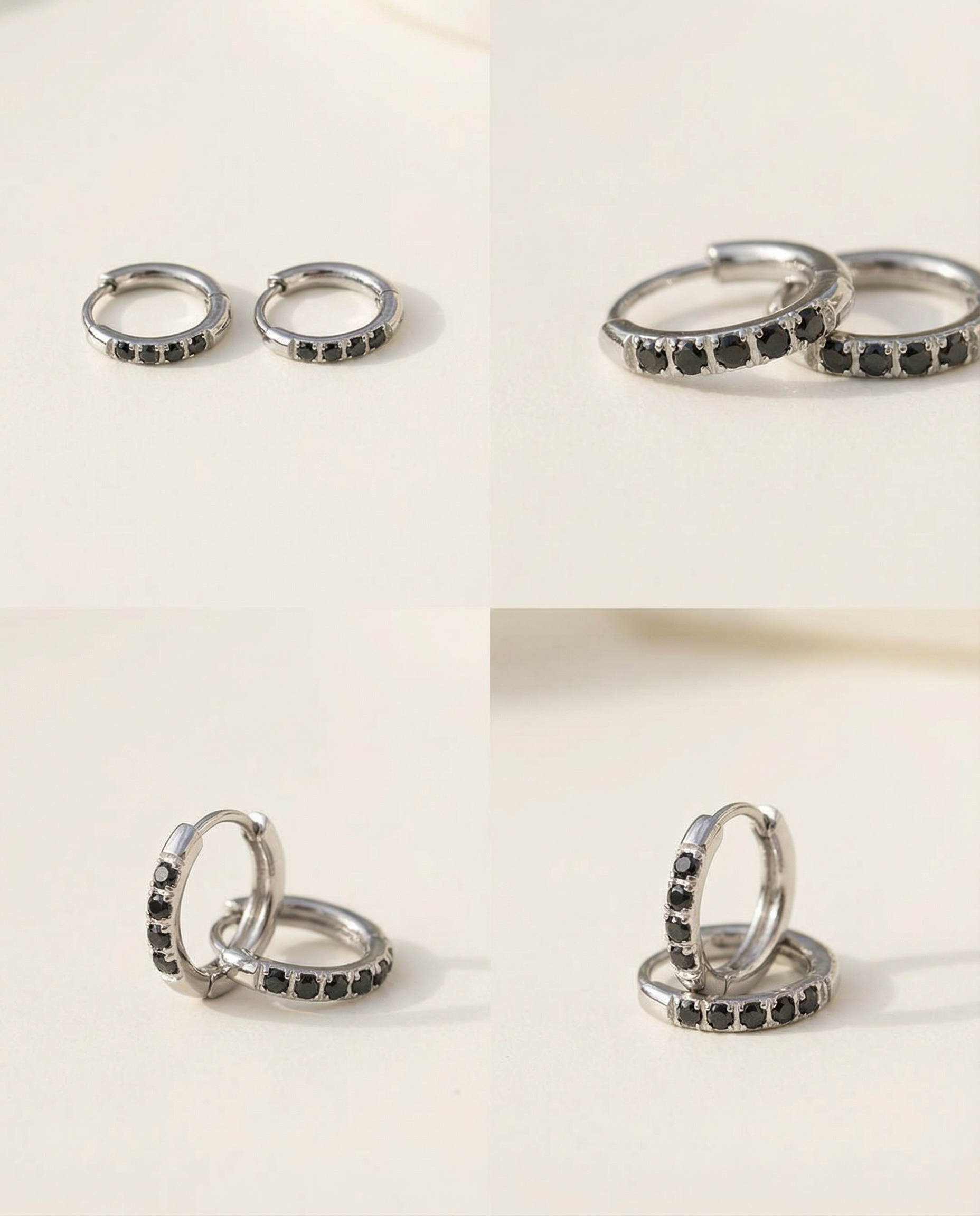 Mini argola zircónias pretas